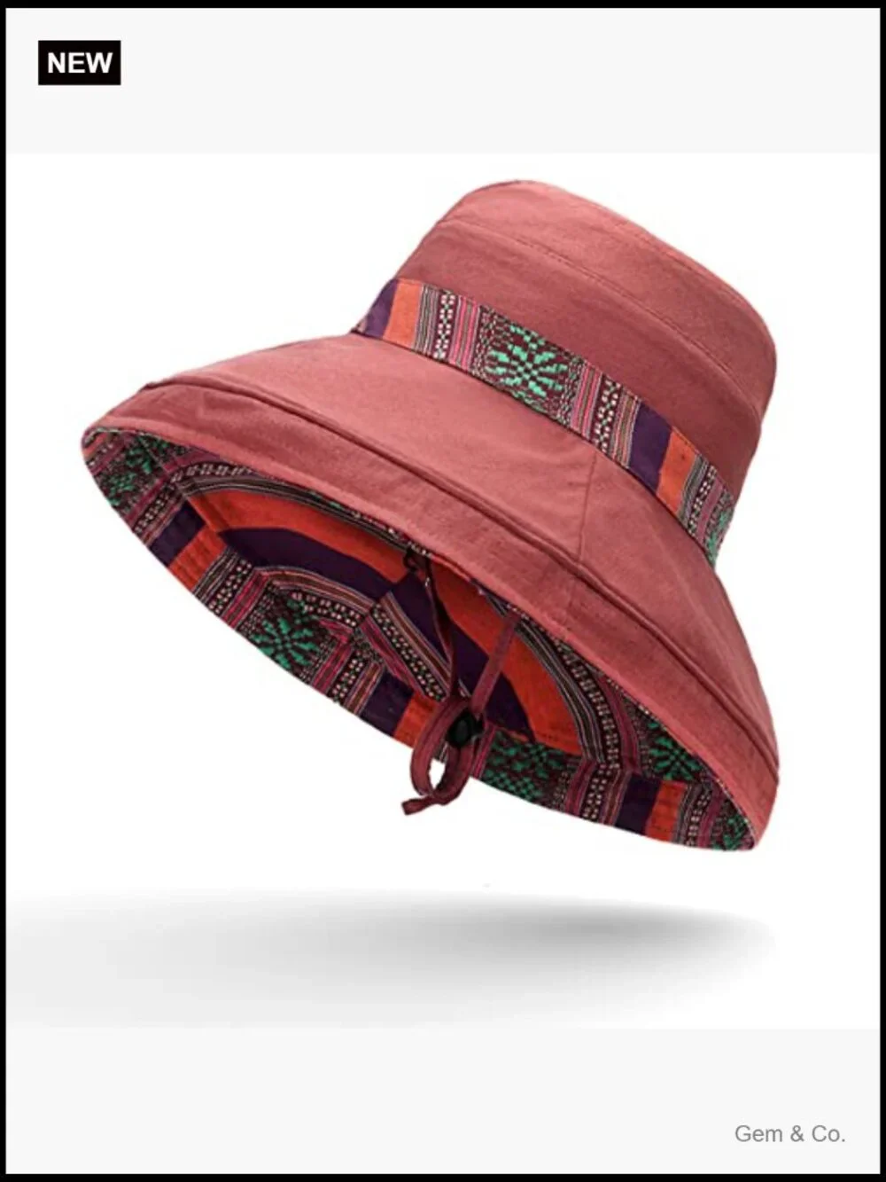 Wide Brim Sun Hat with Chin Strap UPF 50+ Packable